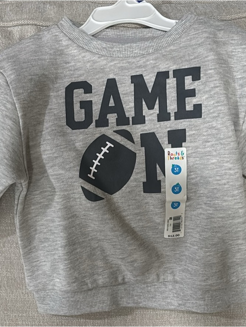 Boys' Gray "Game On" Football Sweatshirt - 3T